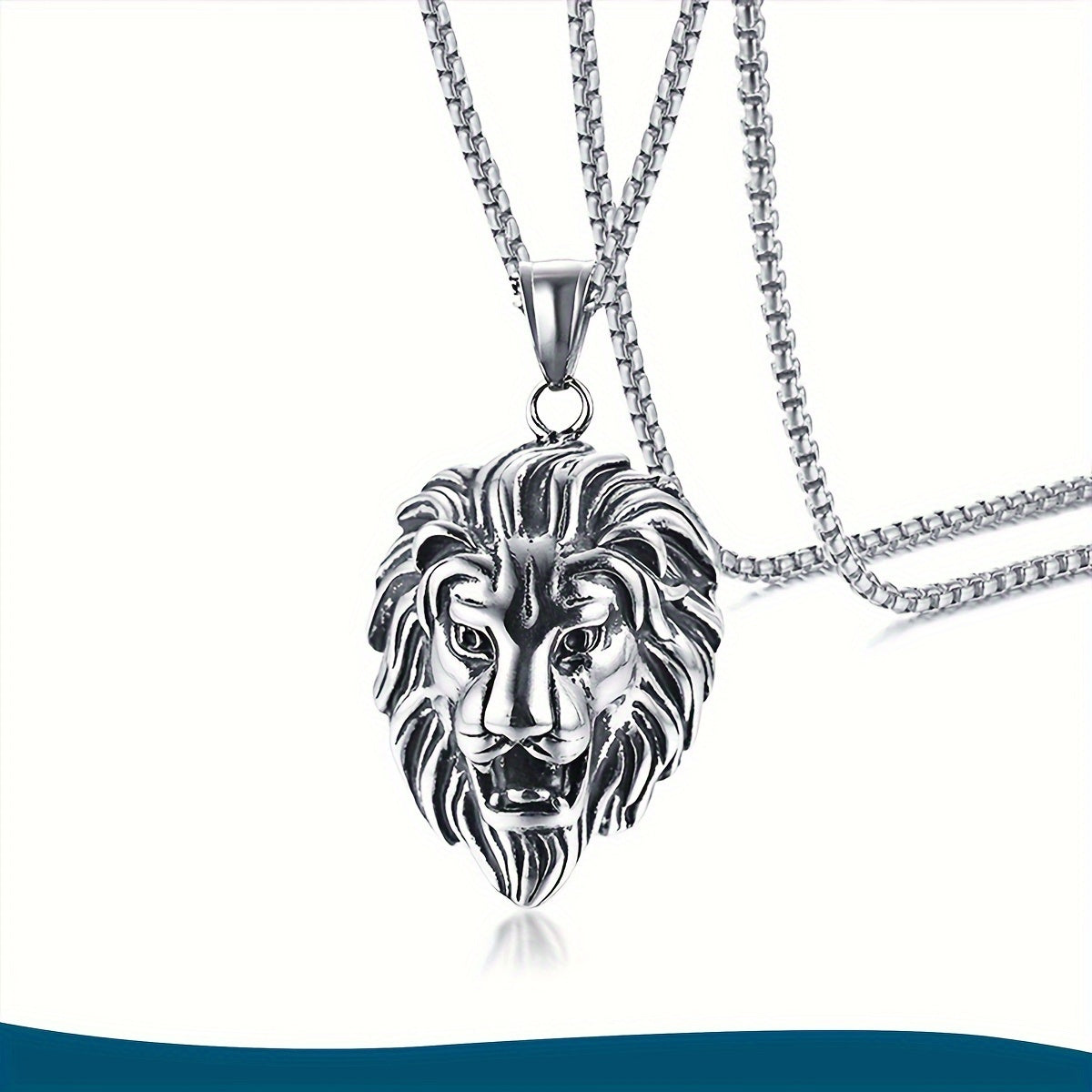 Stainless Steel Lion Head Pendant Necklace
