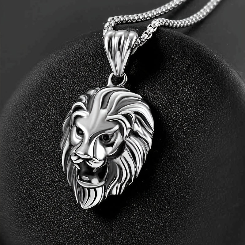 Stainless Steel Lion Head Pendant Necklace