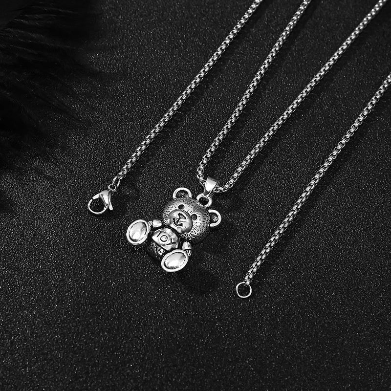 Teddy Bear Titanium  Stainless Steel Necklace