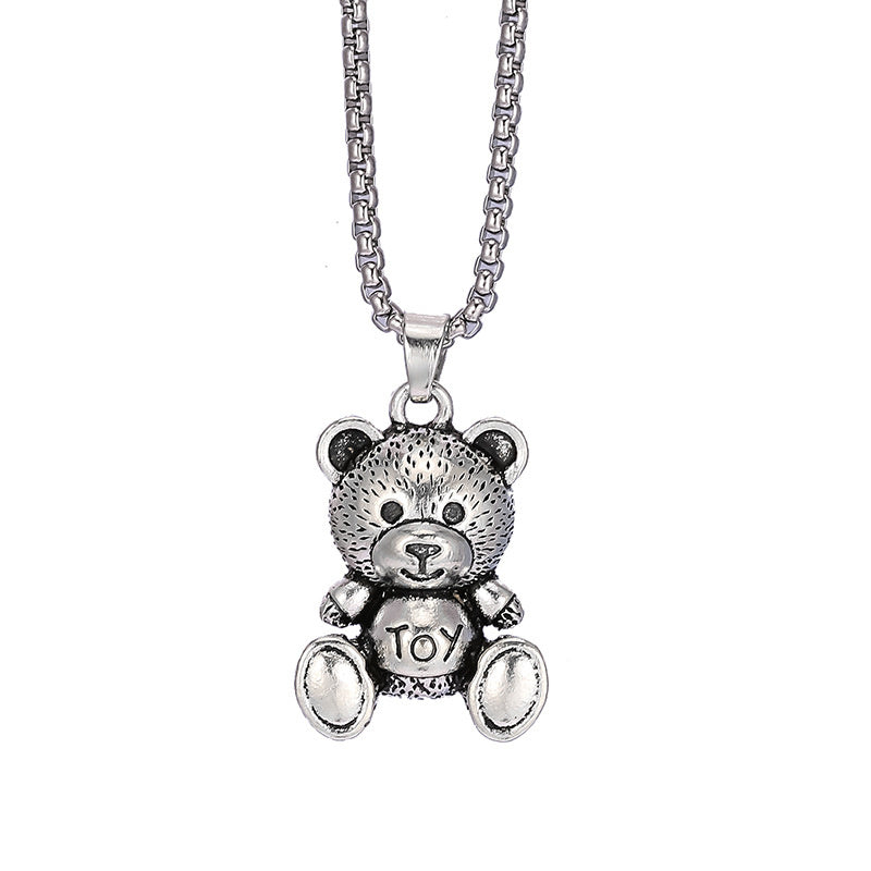 Teddy Bear Titanium  Stainless Steel Necklace