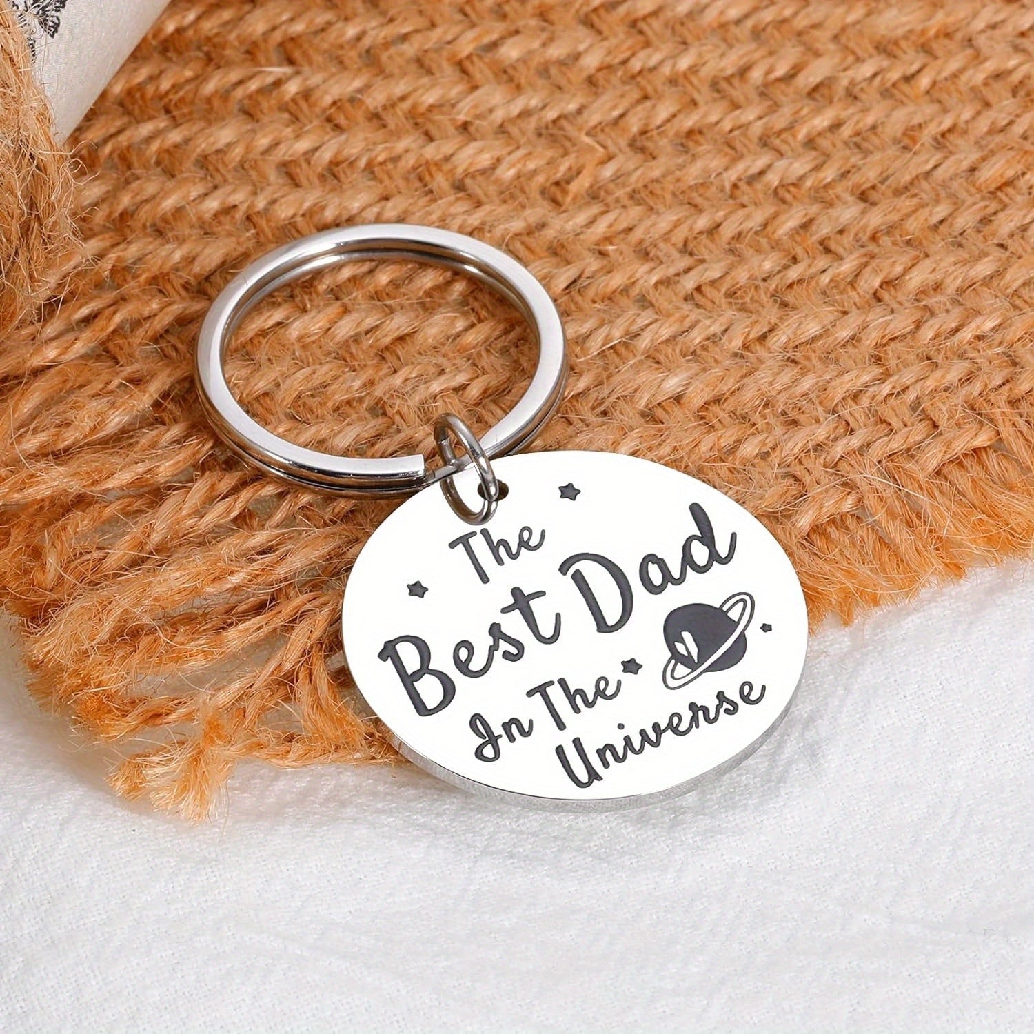 Stainless Steel "Best Dad in the Universe" Key Ring