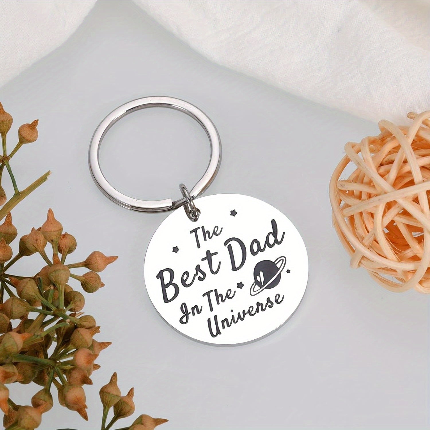 Stainless Steel "Best Dad in the Universe" Key Ring