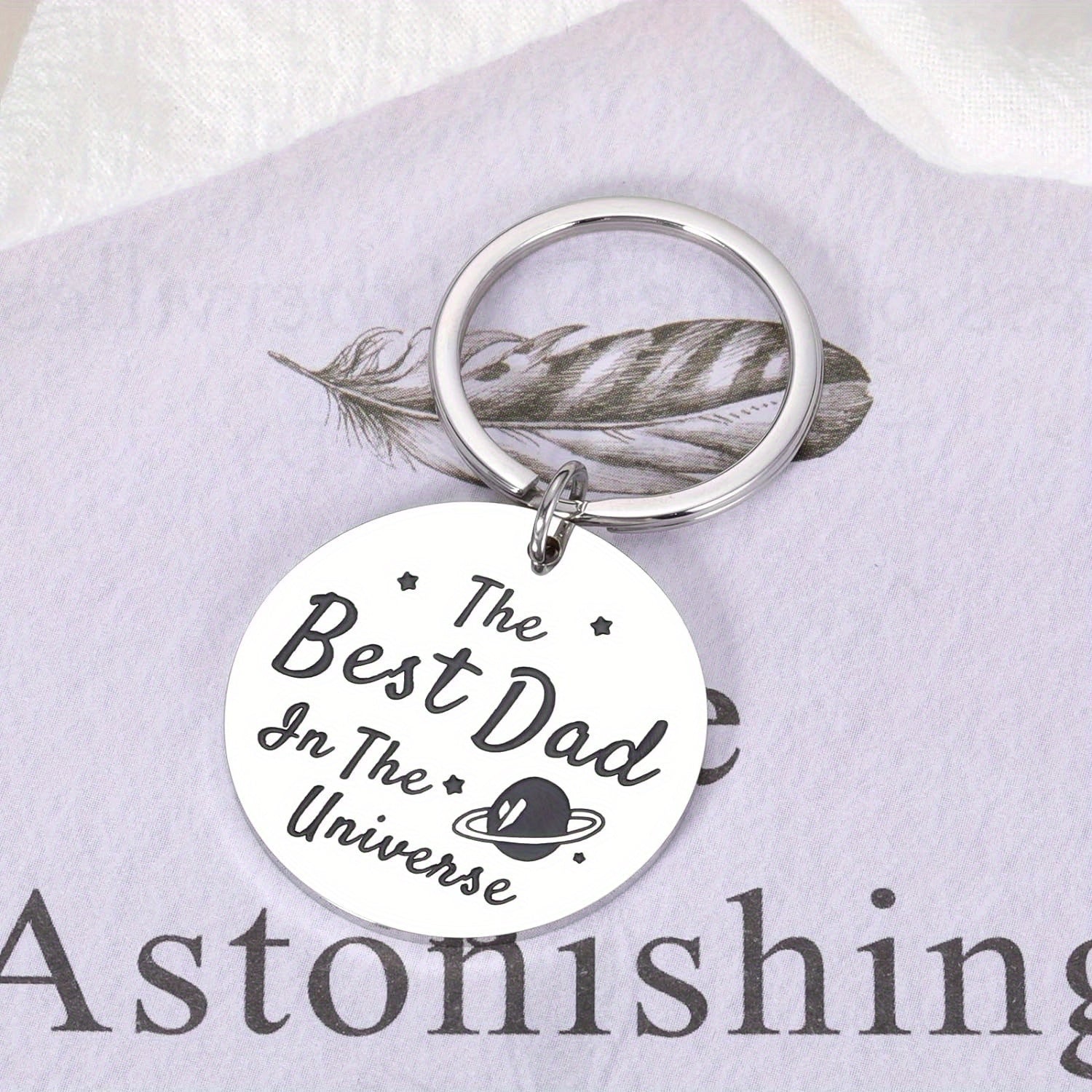 Stainless Steel "Best Dad in the Universe" Key Ring
