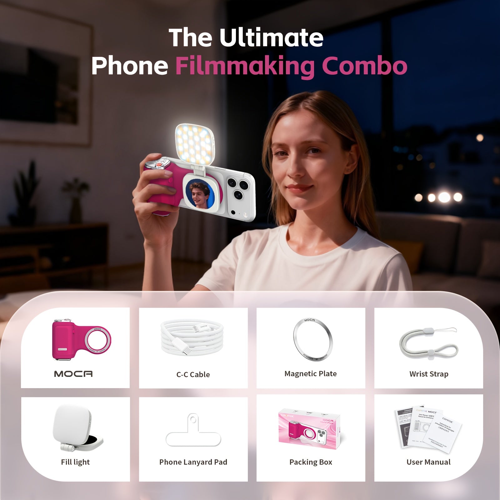 COMITOK MOCA Handheld Grip Phone Stand Camera Assistant