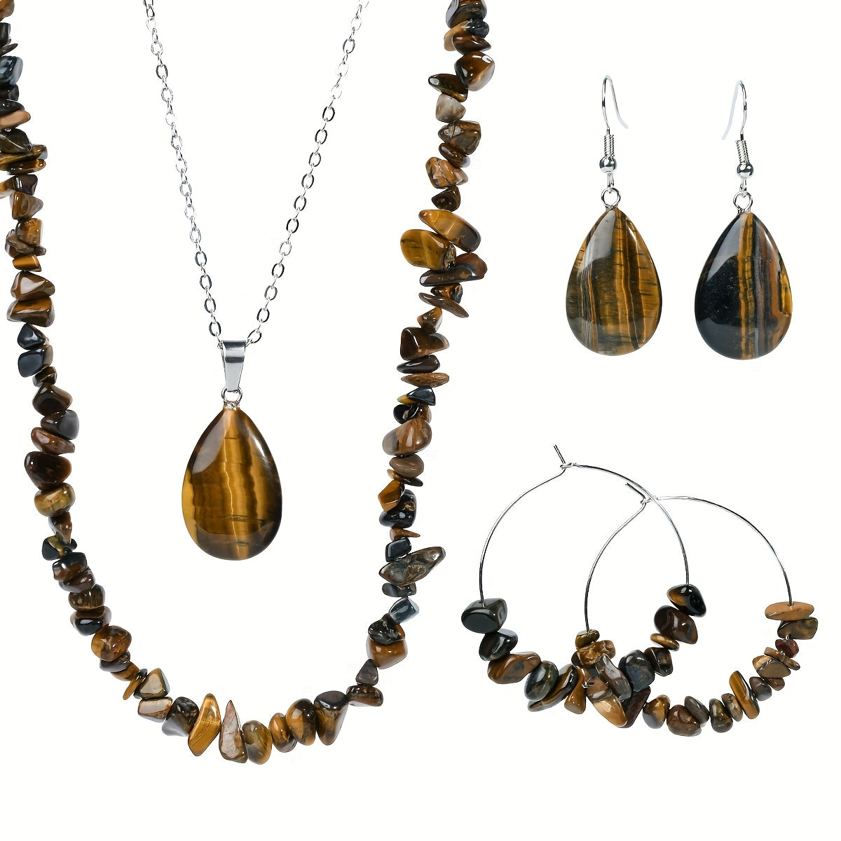 6pc Set of Irregular Amethyst Necklace and Earrings