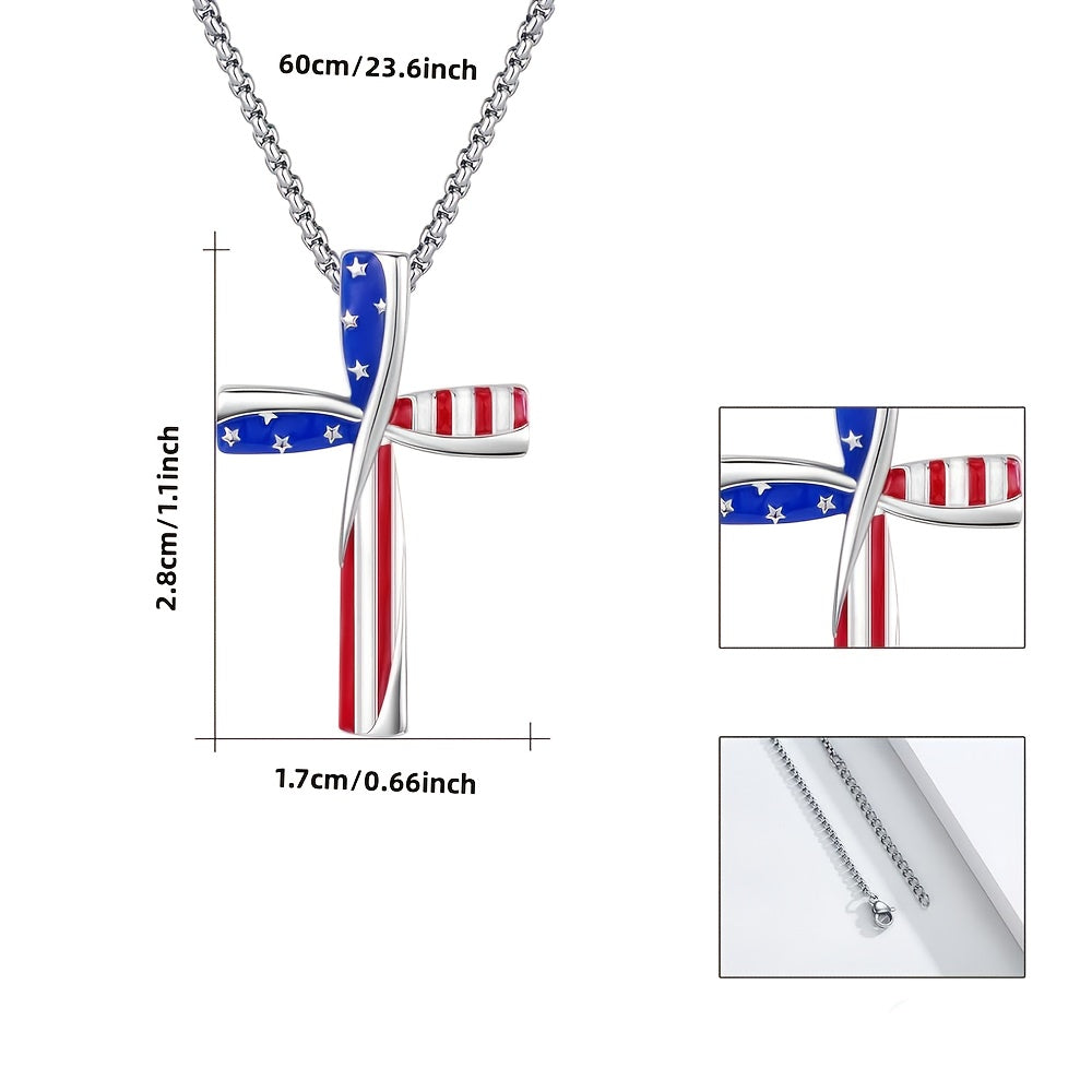 American Flag Cross Necklace
