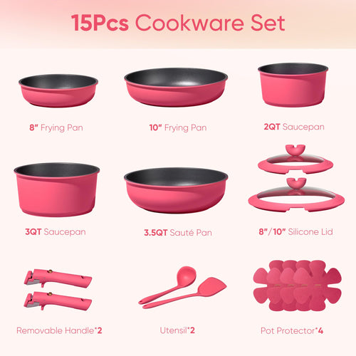 15pcs Pots and Pans Set Non Stick
