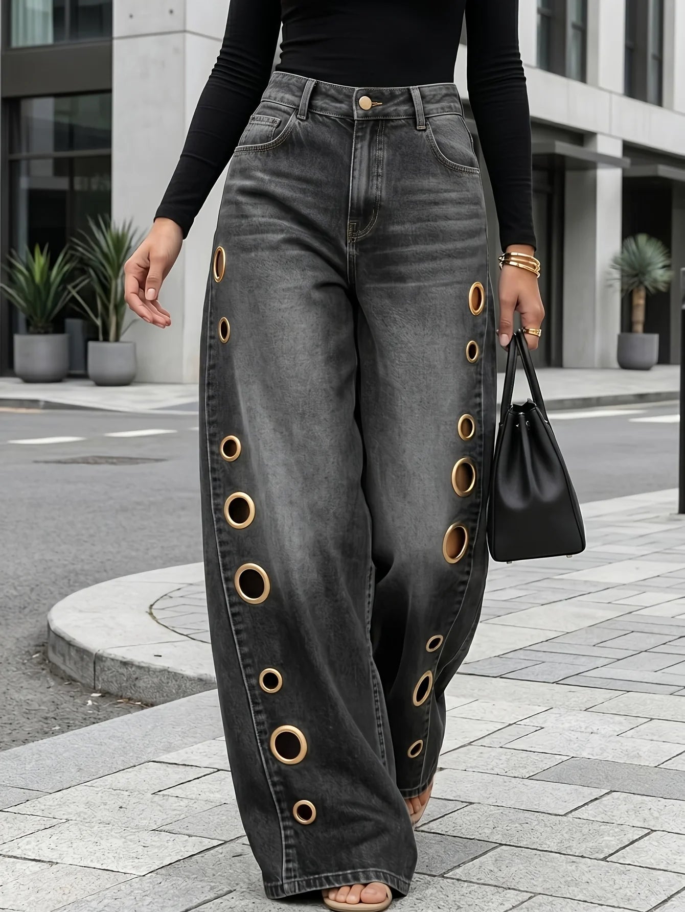 Retro-style Wide-leg Jeans