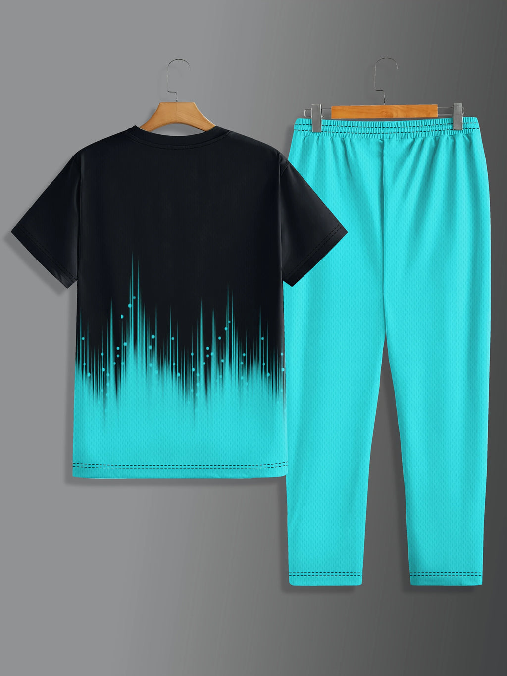Gradient Printed Comfortable and Breathable Round Neck T-shirt Pants Set