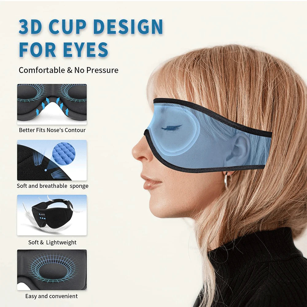 3D Eye Mask Music Play Sleeping Headphones with Built-in HD Speaker