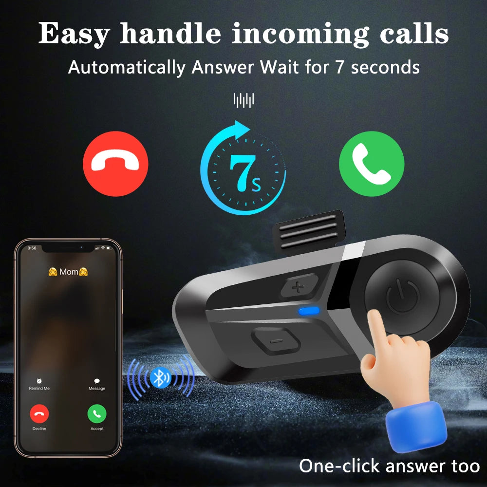 Waterproof Motorcycle Helmet Headset Wireless Hands-free Call Phone Earphone