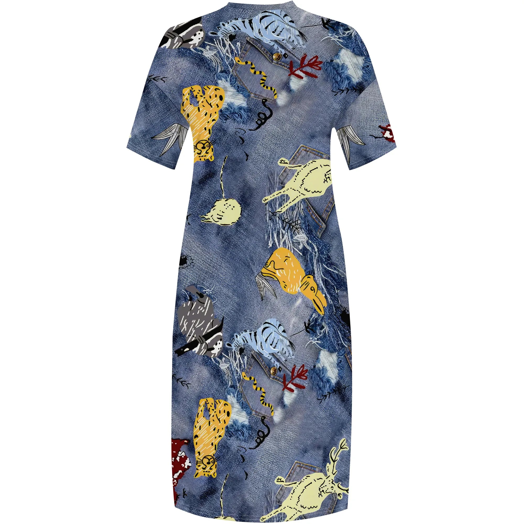 Plus Size Denim 3D Print Maxi Dress