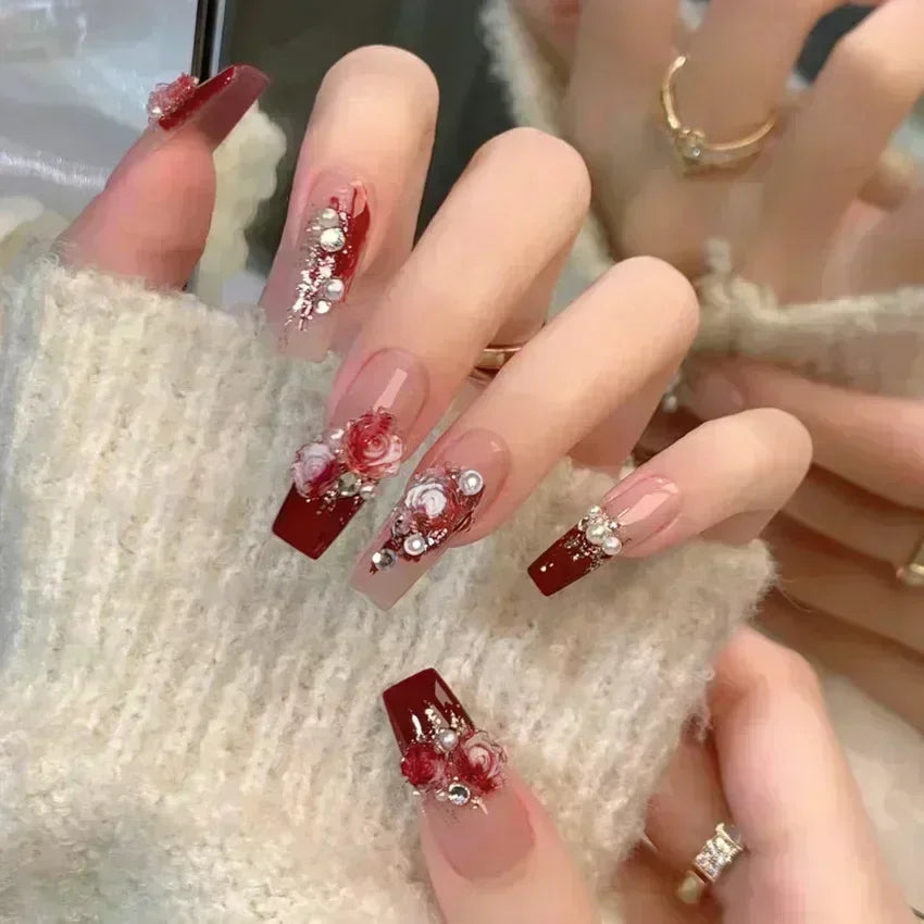24Pcs French Gradient Ballet Press on Nails