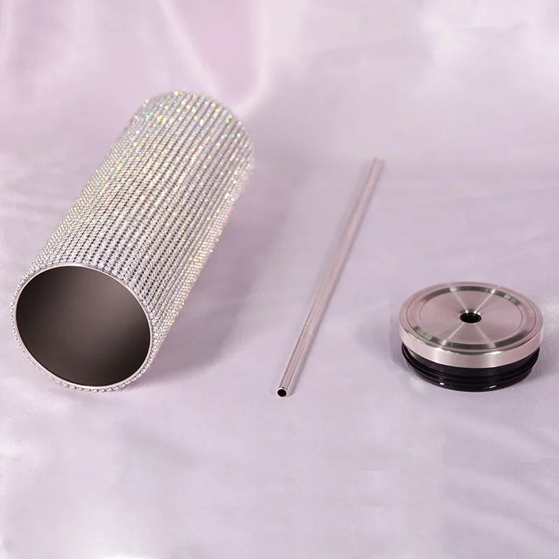 Diamond Stainless Steel Tumbler with Straw