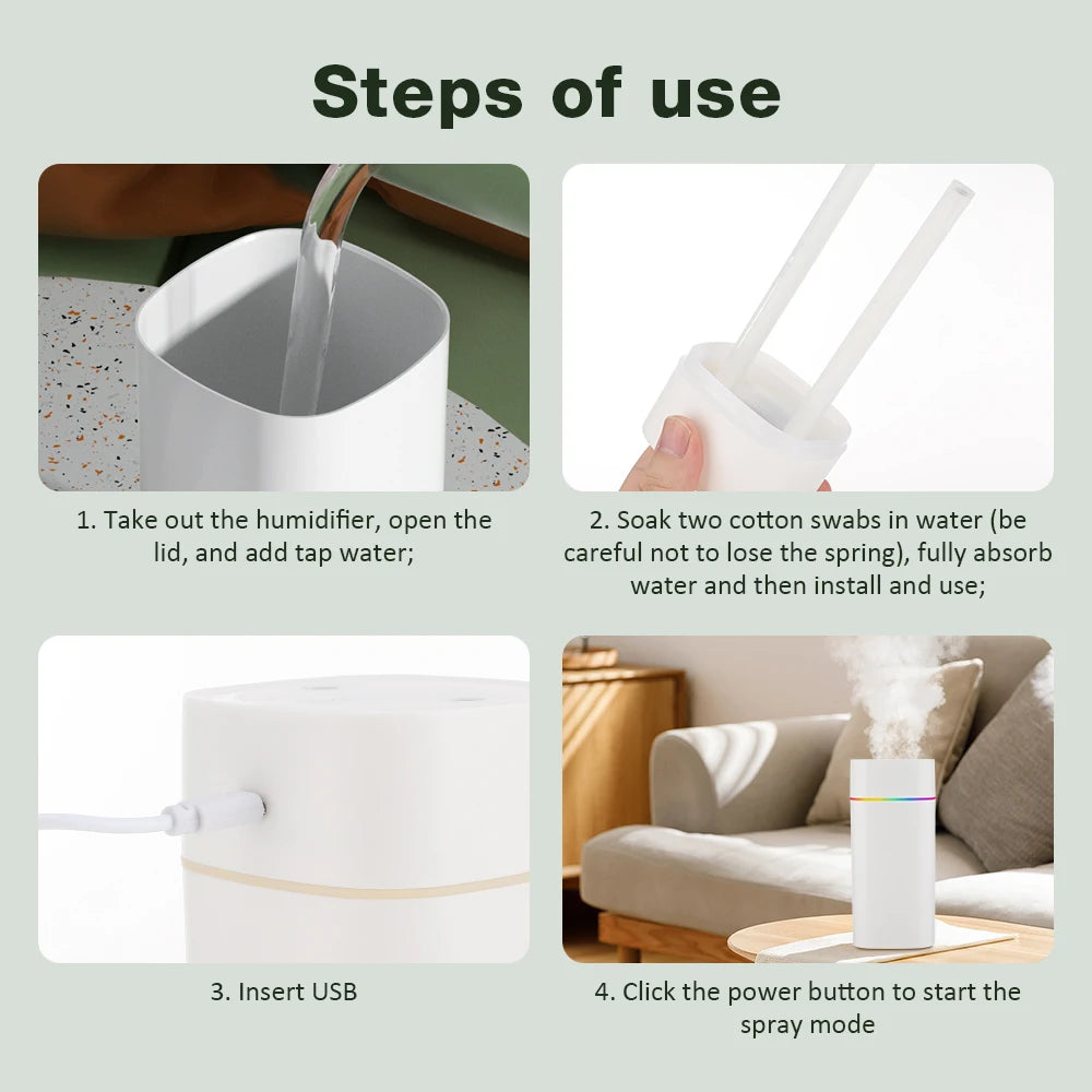 Air Humidifier Double Spray Port Essential Oil Aromatherapy Diffuser