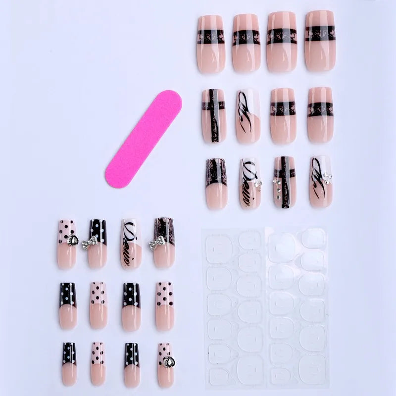 24PCS Medium Square Press on Nails
