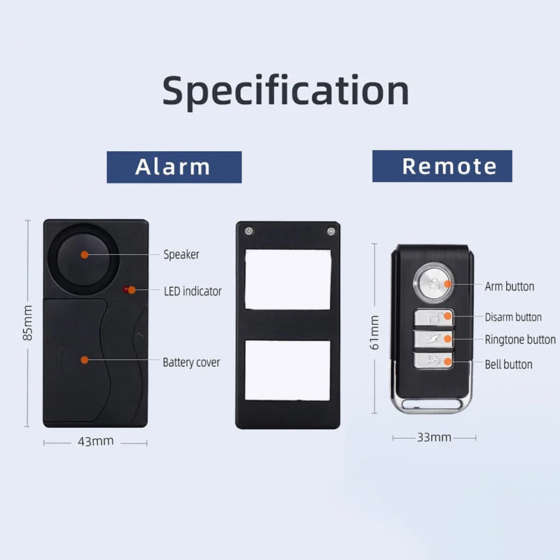 110dB Loud Door Window Alarm With Remote Control