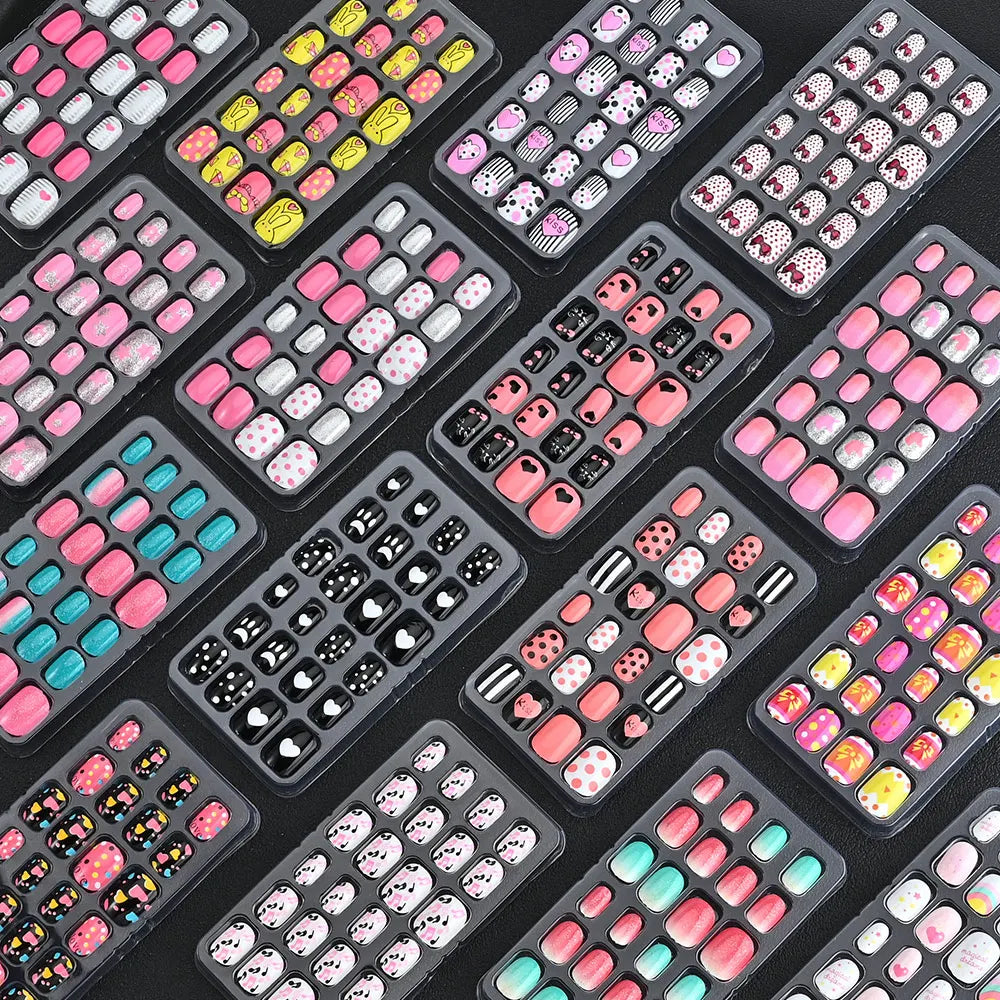 24pcs/box Kids False Press On Nails