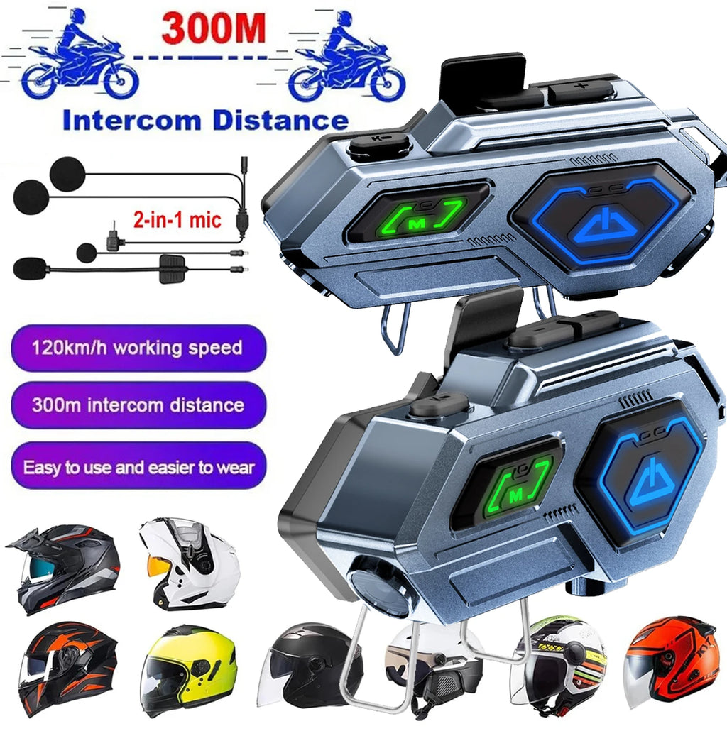 1/2x C10Pro Motorcycle Helmet Intercom Headset Bluetooth