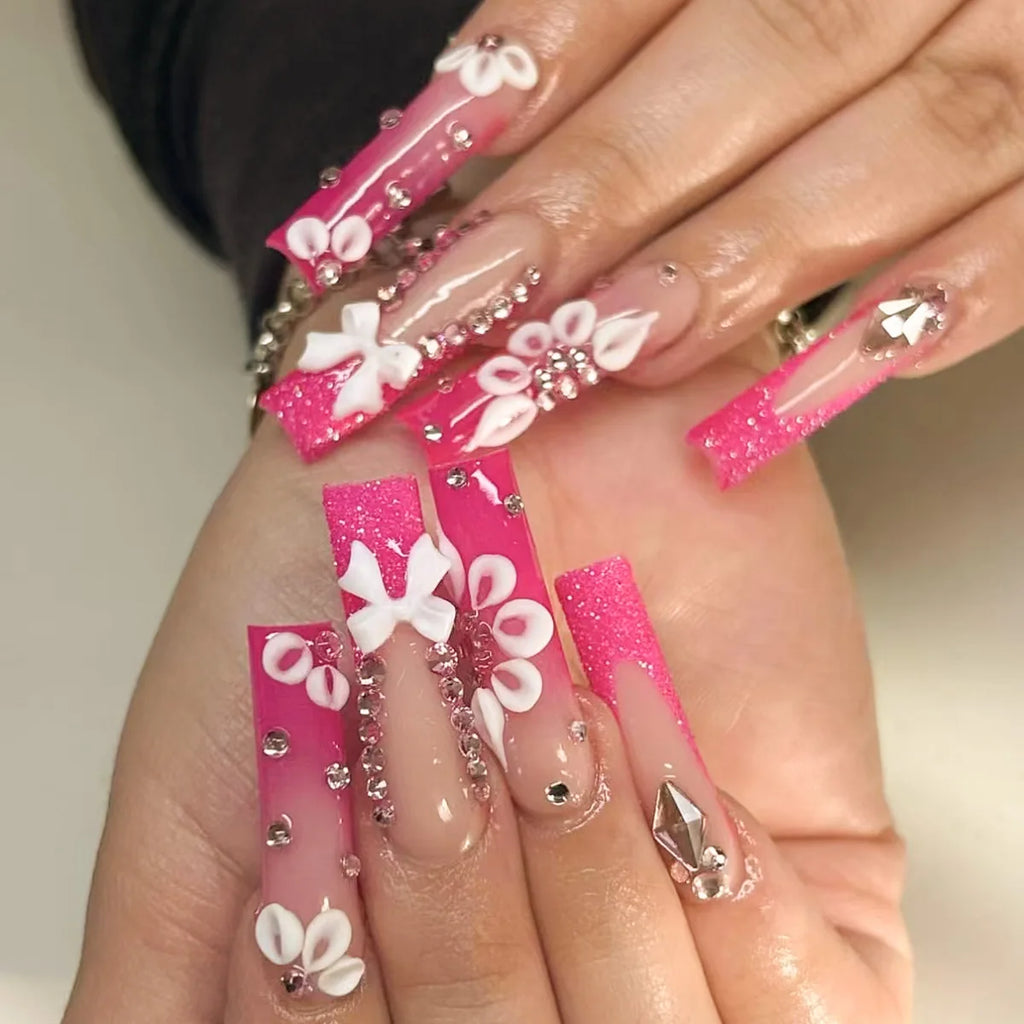 24Pcs Long Square Press on Nails
