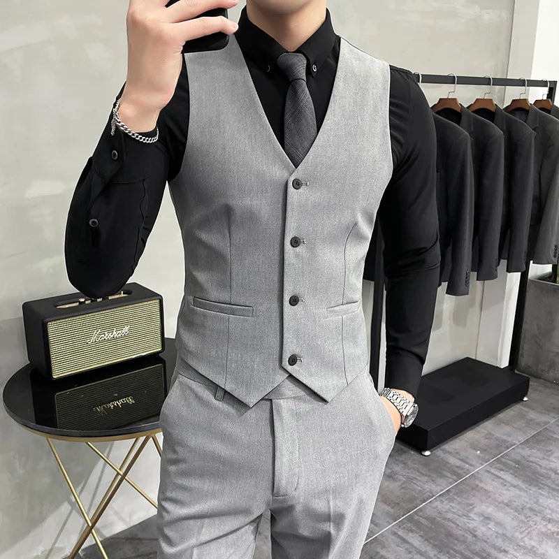 Solid Color Elastic Men's Casual Business Vest