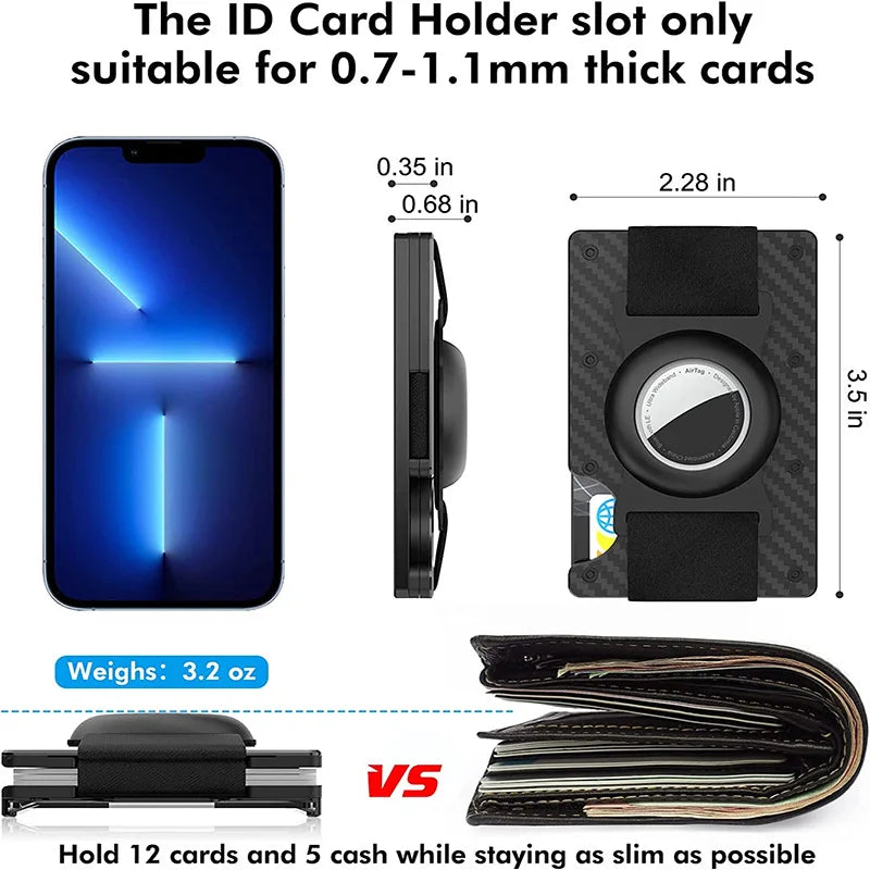 Minimalist Wallet with Airtag Holder and Money Clip