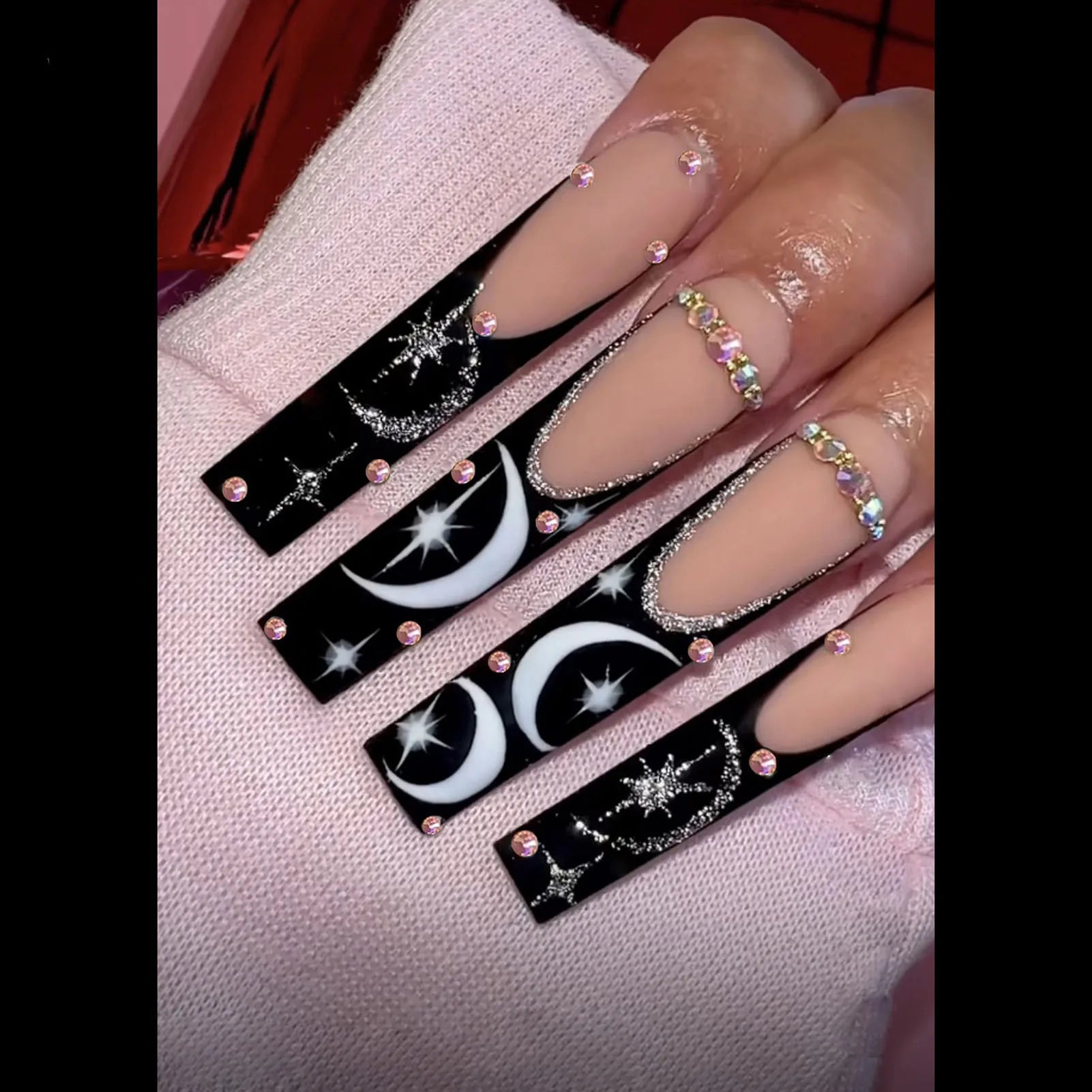 Scary Blood Skull Long Coffin Ballet Halloween Press on Nails