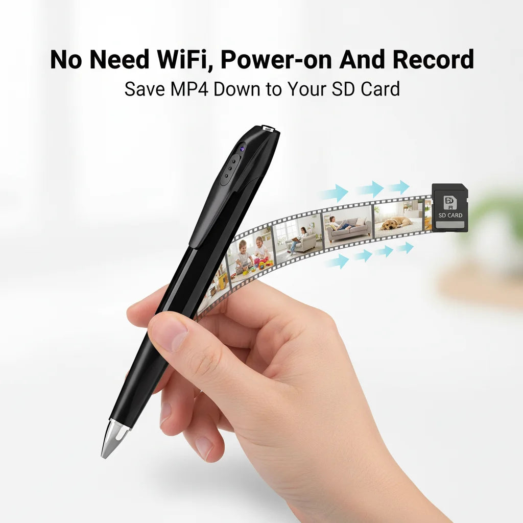 1080P HD Mini Pen Camera 300mAh Rechargeable Portable Video Recorder Wireless WiFi Connection Smart Motion Detection Real Time Remote View Multifunctional Recorder