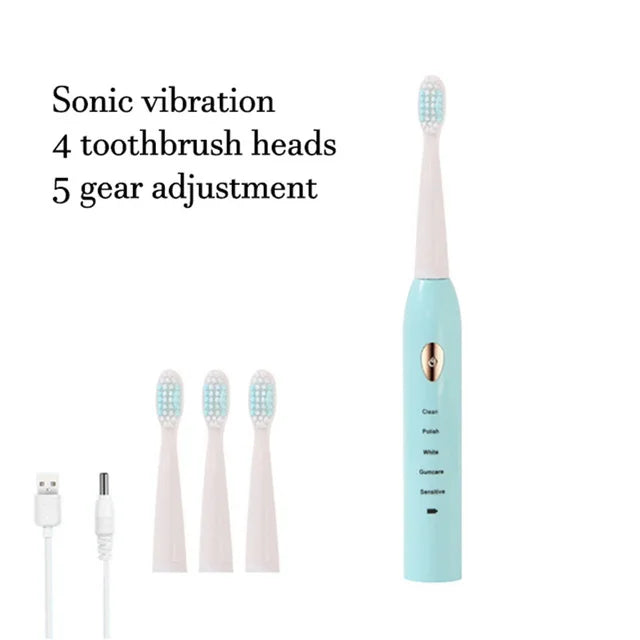 Black White Classic Acoustic Electric Toothbrush