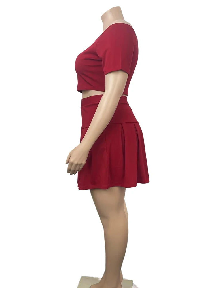 Crop Top and Pleated Skirt Set