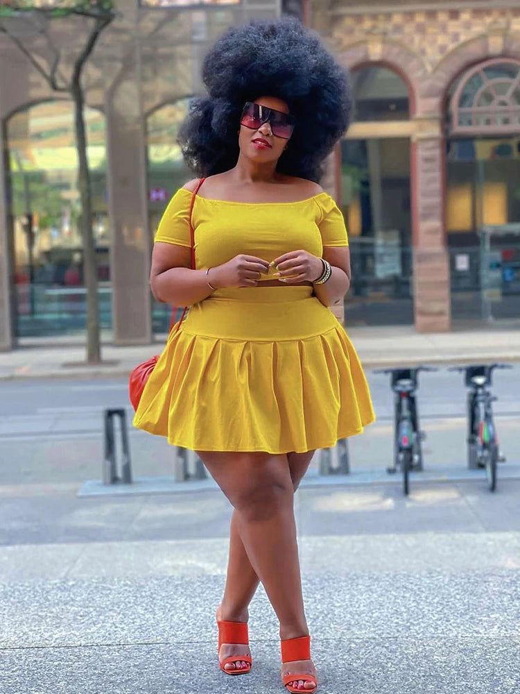 Crop Top and Pleated Skirt Set