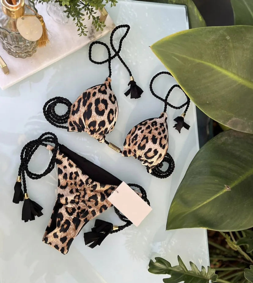 Women Backless Rope Triangle Bikini