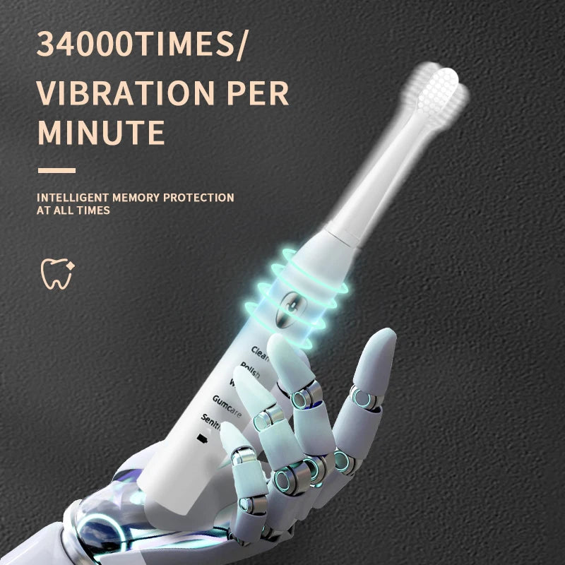 Jianpai Adult Black White Classic Acoustic Electric Toothbrush