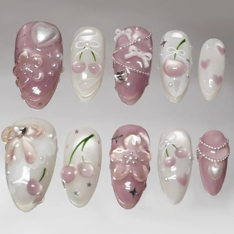 24Pcs Mid-length Gilded Almond Nails Set Press on Nails