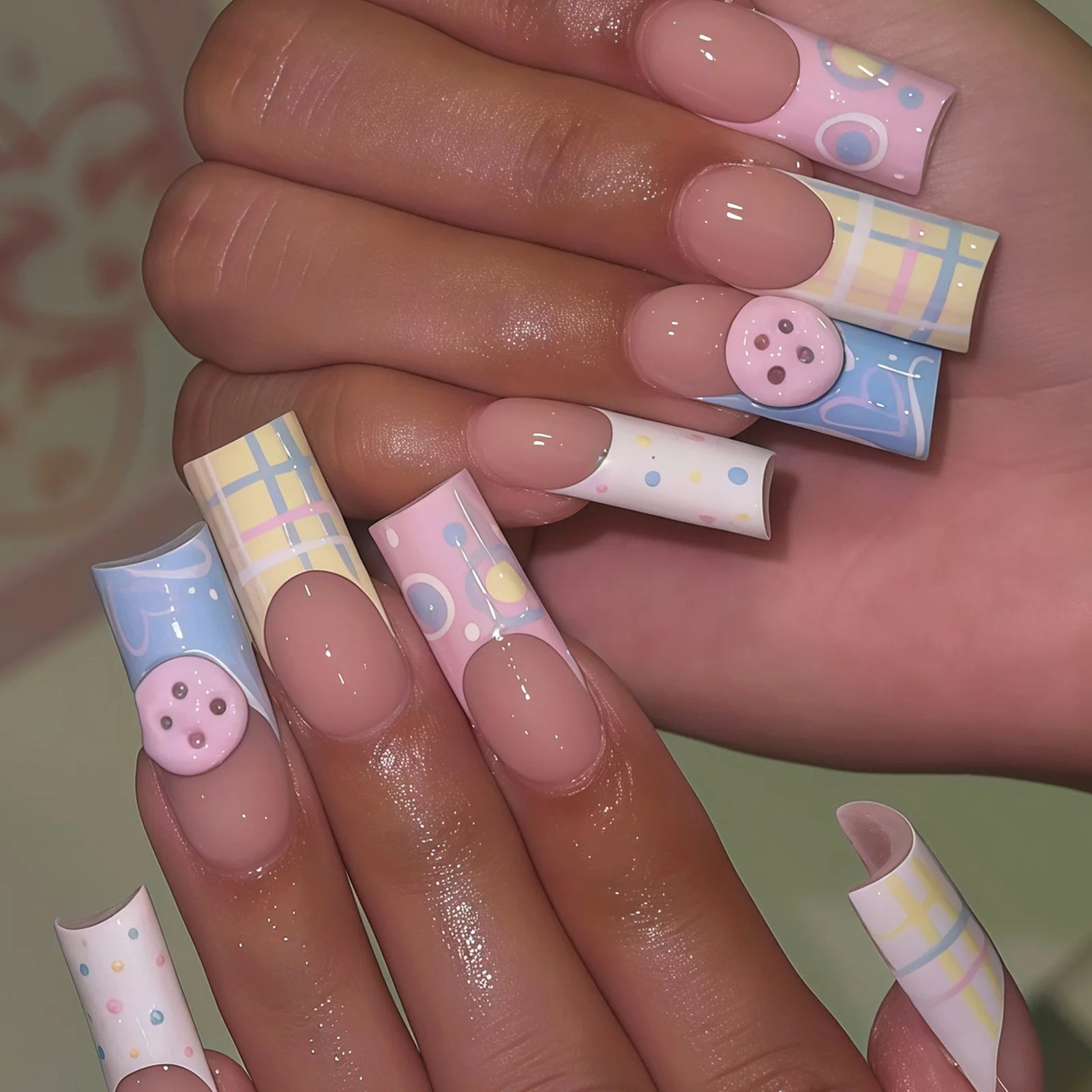 24Pcs Square Press on Nails