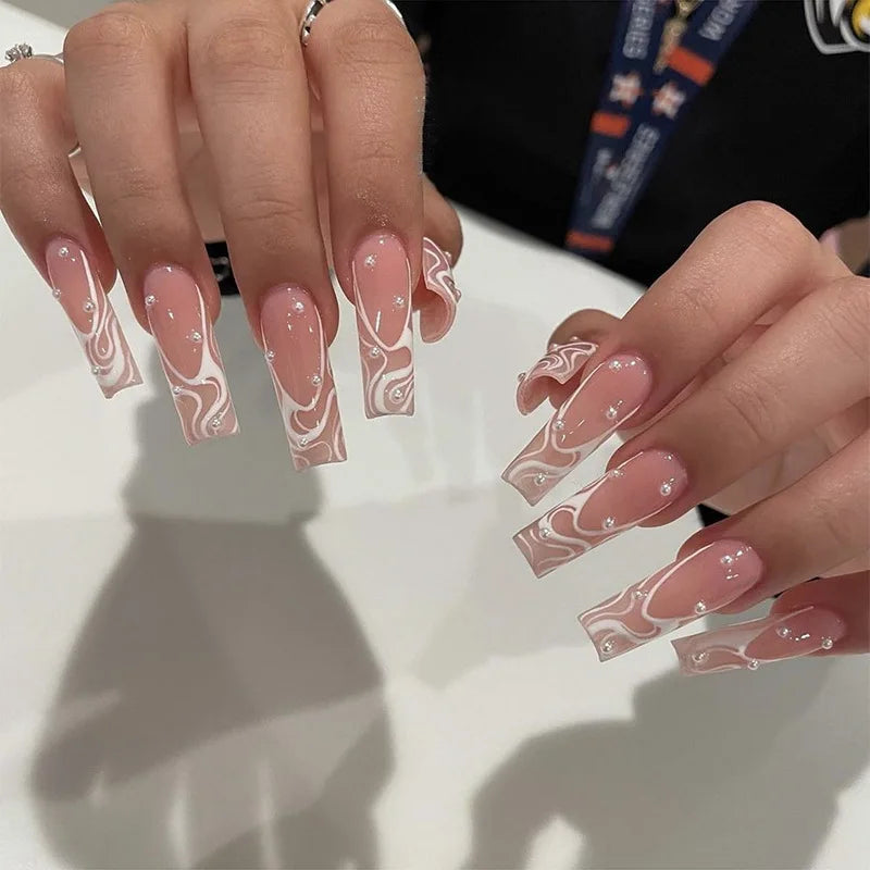 24Pcs Long Square Head Press on Nails
