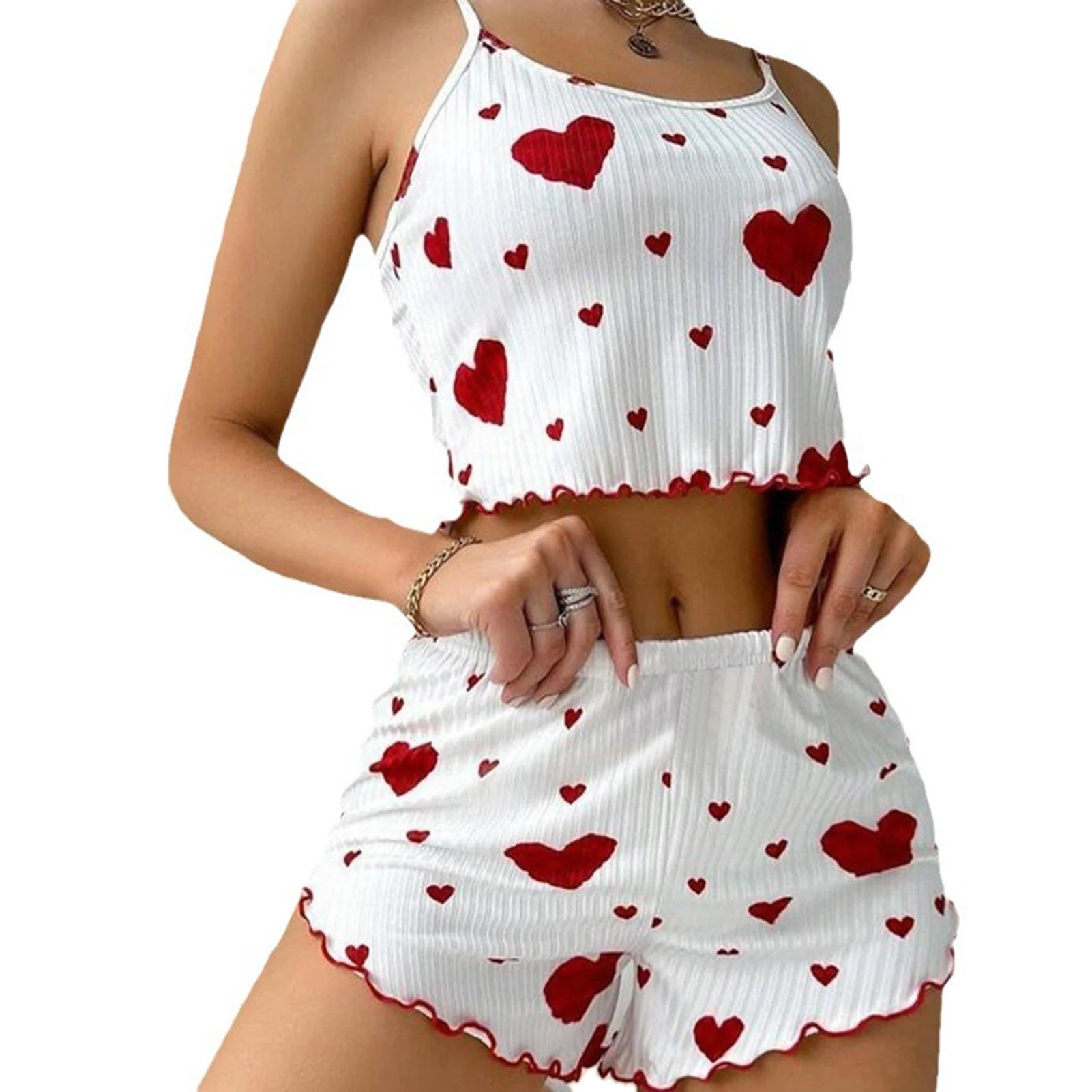 2 PCS Short Tank Tops And Shorts Pajamas Set