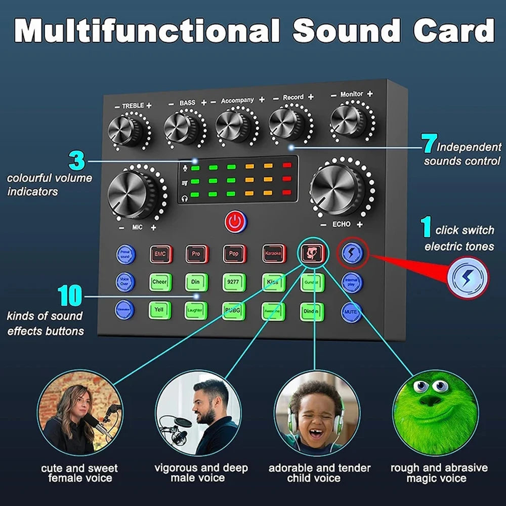 V8S Live Sound Card Podcast Equipment Bundle