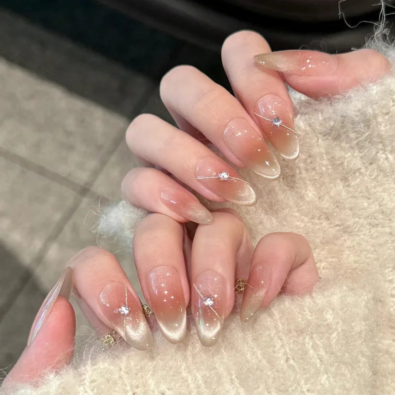 24pcs French Almond Press on Nails