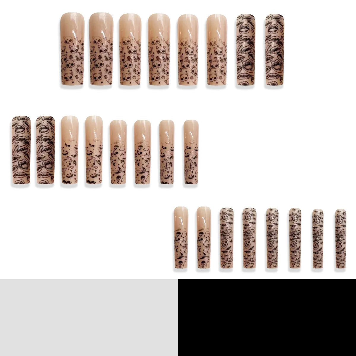 24pcs Glow In the Dark Extra Long Ballet Press On Nails
