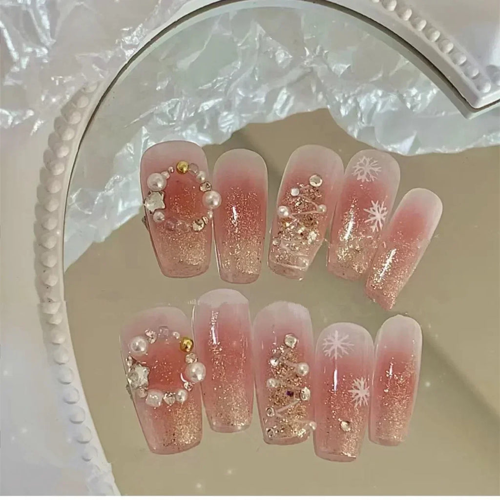 24Pcs French Gradient Ballet Press on Nails