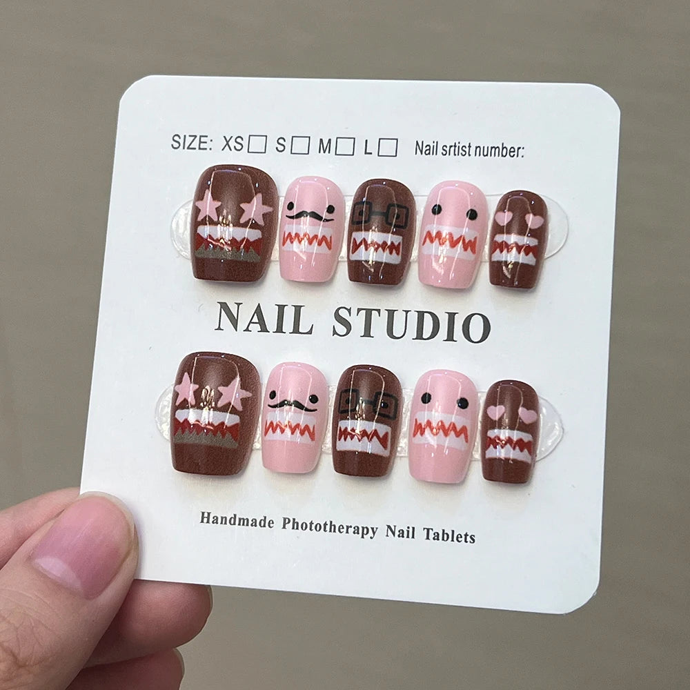 10Pcs/Set Handmade Y2K Long Square White French Press on Nails