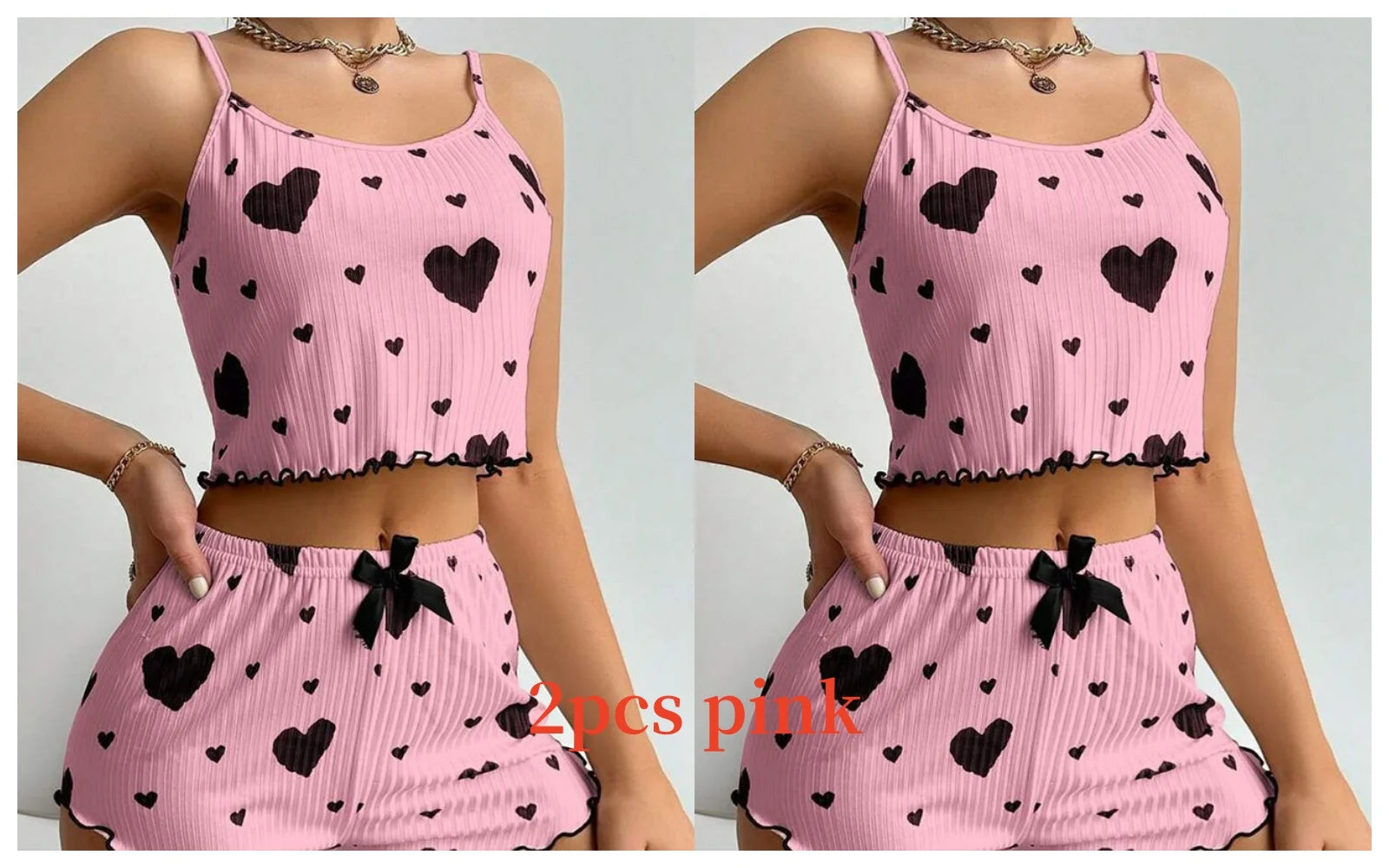 2 PCS Short Tank Tops And Shorts Pajamas Set