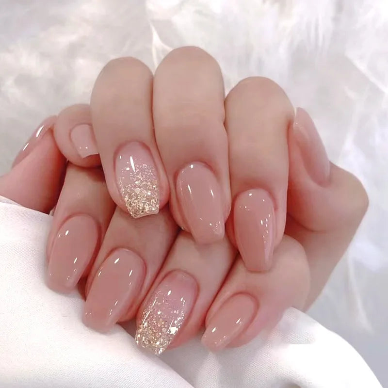 24pc Press on Nails Flower Design Mid-length Ballet