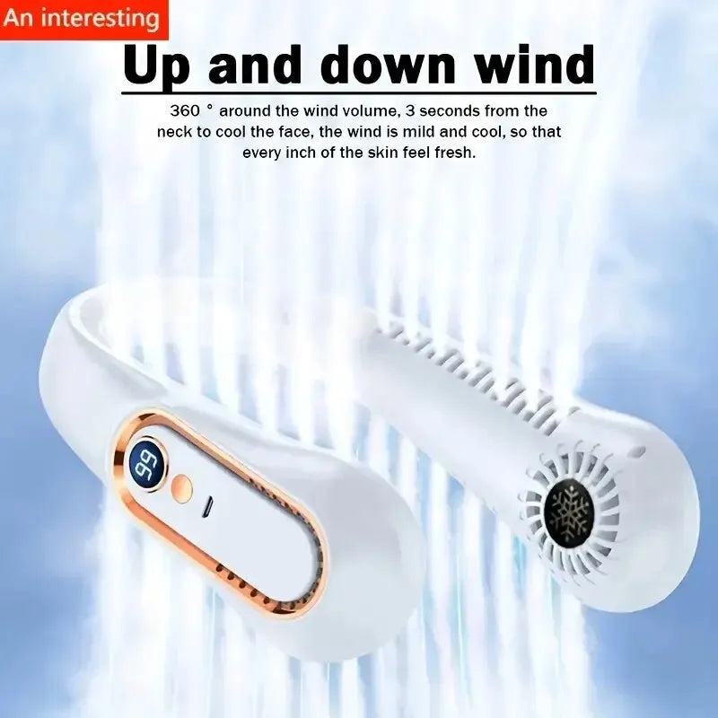 Portable USB Cooler Fan With 5 Speeds And Digital Display
