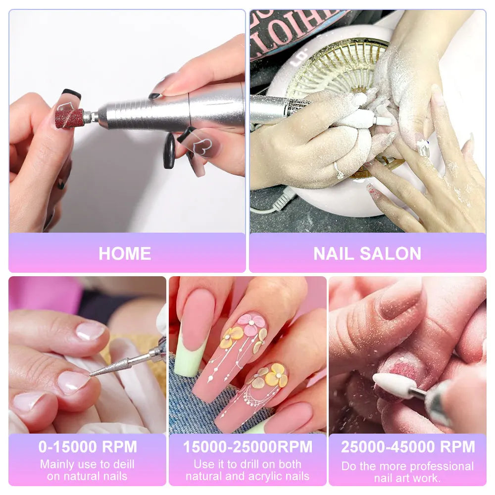 45000RPM Rechargeable Electric Nail Drill Machine