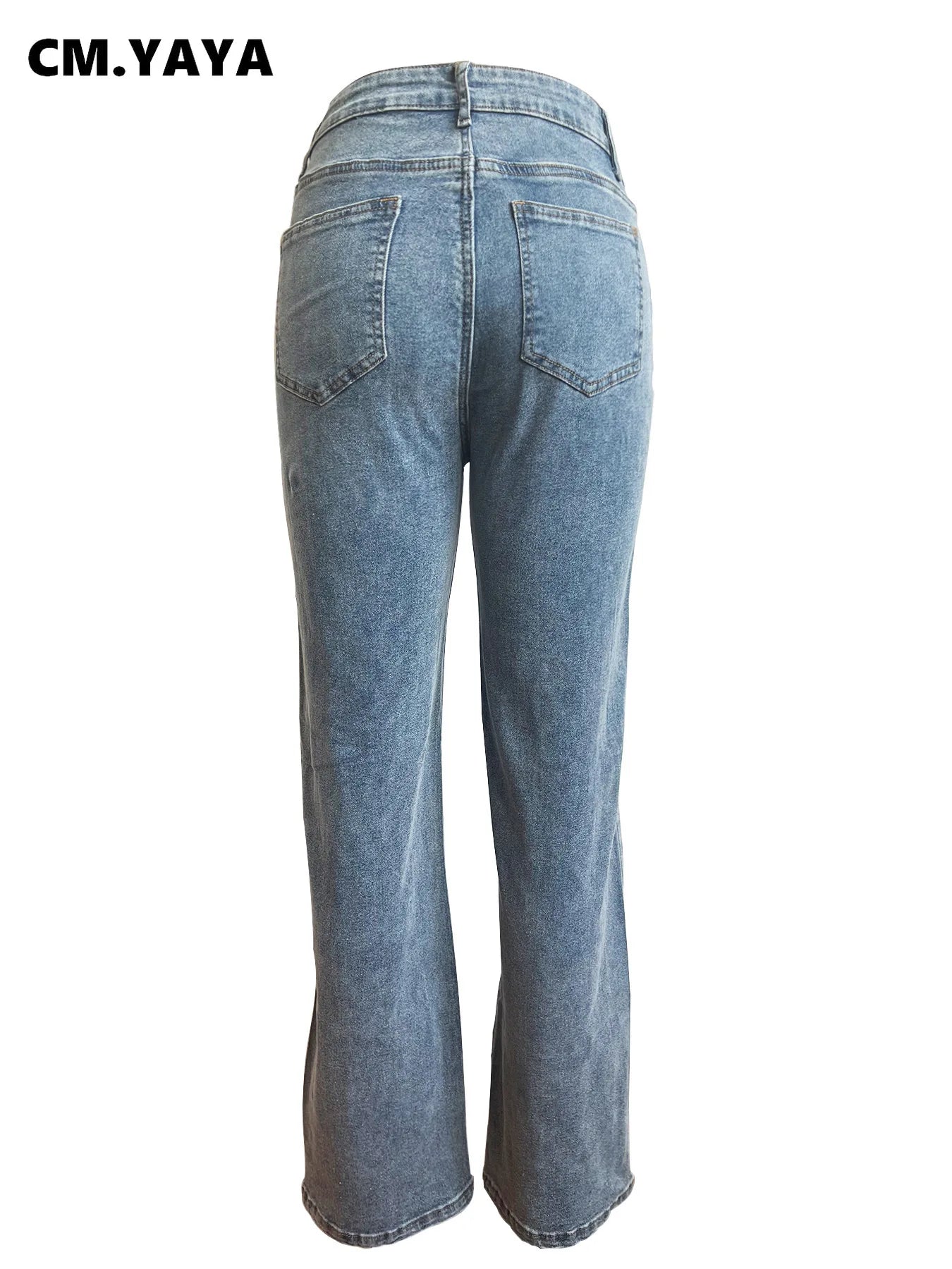 Women Vintage Cutout Hollow Out Criss Cross Straight Denim Pants