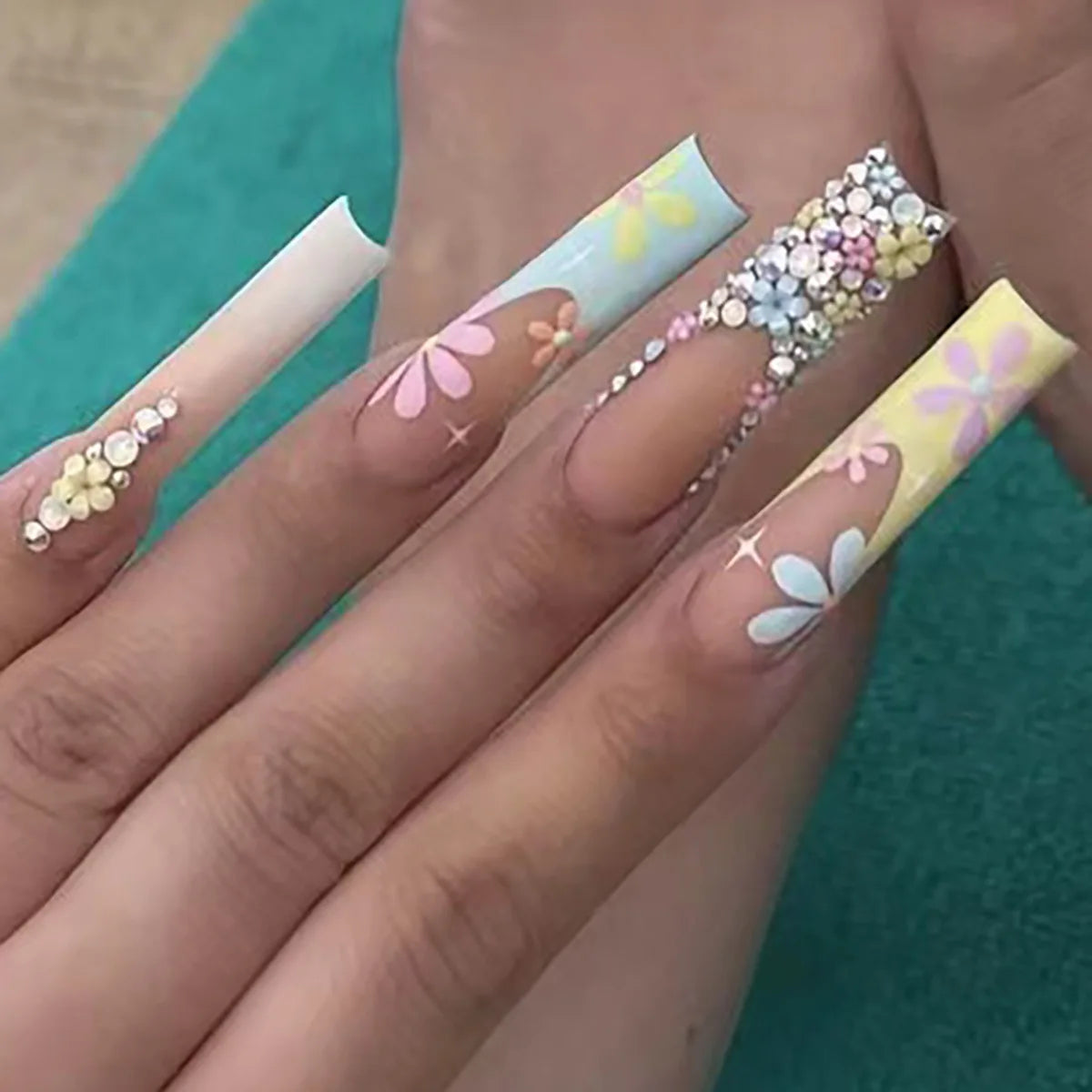 24Pcs Long Square Head Press on Nails