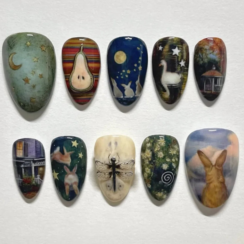 24pcs Vintage Country Style Press On Nails