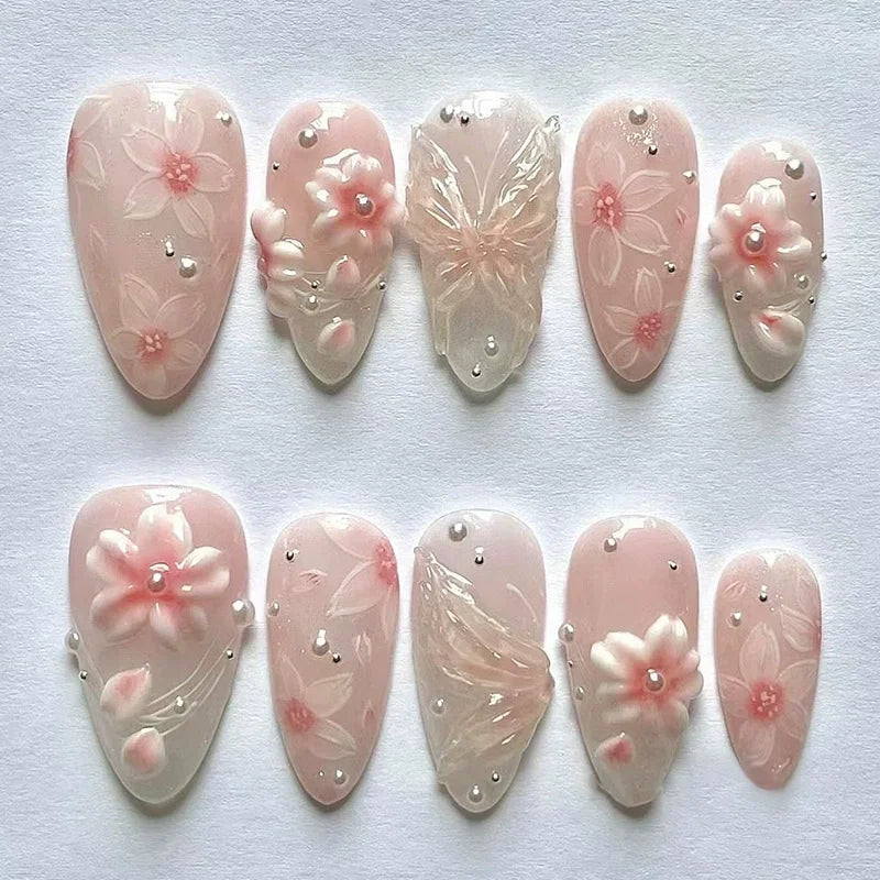 24pcs French Almond Press on Nails